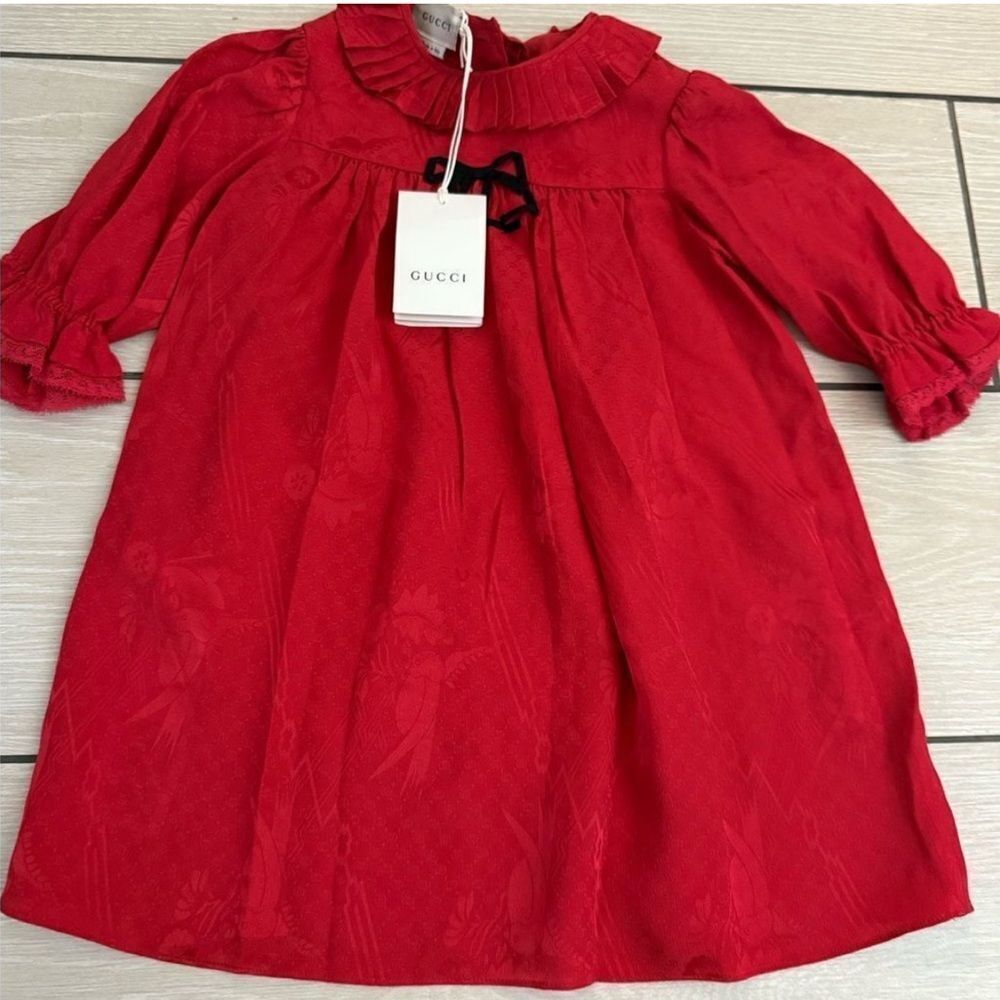Gucci Girls Red Jacquard Dress – Size 3 – NWT, With Box